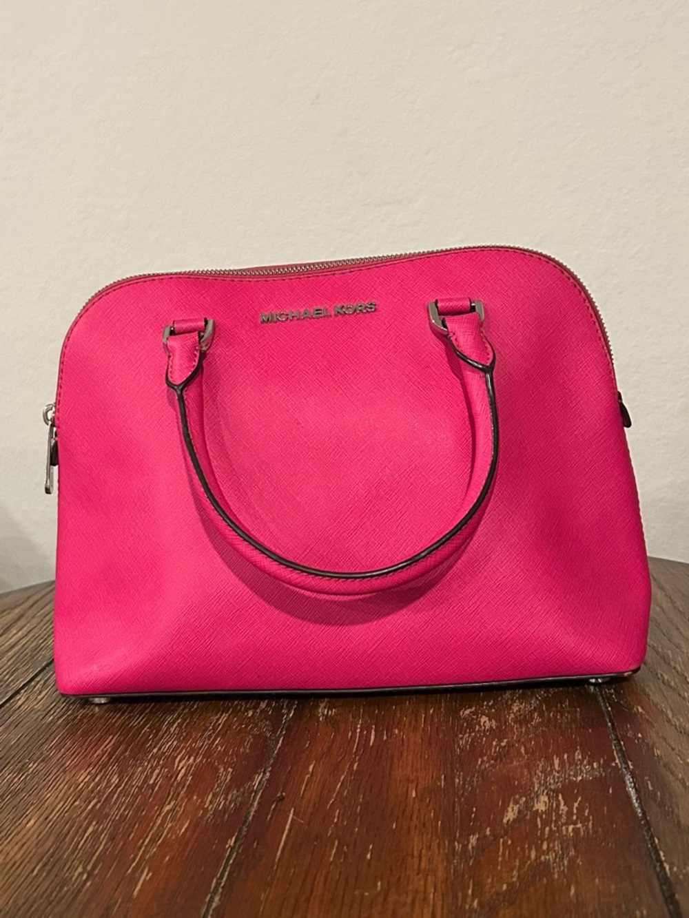 Michael Kors Saffiano Dome Satchel - Hot Pink